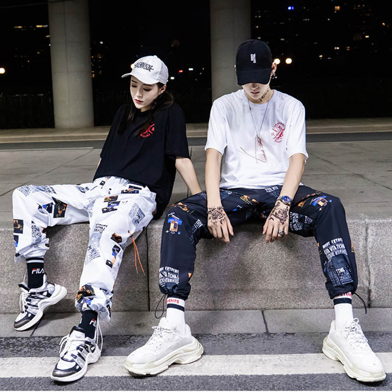 Hip hop Pants Men Loose Joggers Print Streetwear Harem Pants Big Size S-3XL Casual Harajuku Funny Print Ankle length Trousers | Vimost Shop.