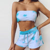 Sexy Tie Dye Fitness Tracksuit Set For Women Casual Gym Sportswear Push Up Running Work Out Outfits Tube Crop Top Shorts Suit | Vimost Shop.