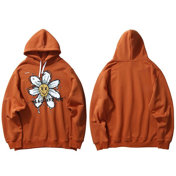 Harajuku Hoodie Sweatshirt Daisy Flower Mens Streetwear Hip Hop Hoodie Pullover Cotton Hooded Sweatshirt Fleece Winter | Vimost Shop.