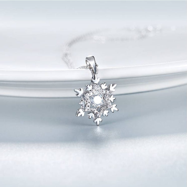 Snowflake Moissanite Diamond Pendant 925 Sterling Silver Jewelry Necklace Women with Twinkle Setting Moissanite | Vimost Shop.