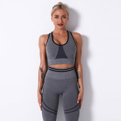 Seamless Striped Leggings Pants And Bra Top Yoga Tracksuit Fashion Work Out Fitness Running Sports Two Piece Set For Women | Vimost Shop.