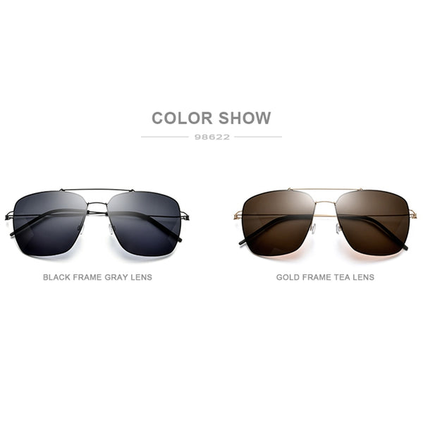Polarized Sunglasses Men Ultralight Brand Design Mirror Alloy Oversize Square Sun Glasses for Men Screwless Eyewear