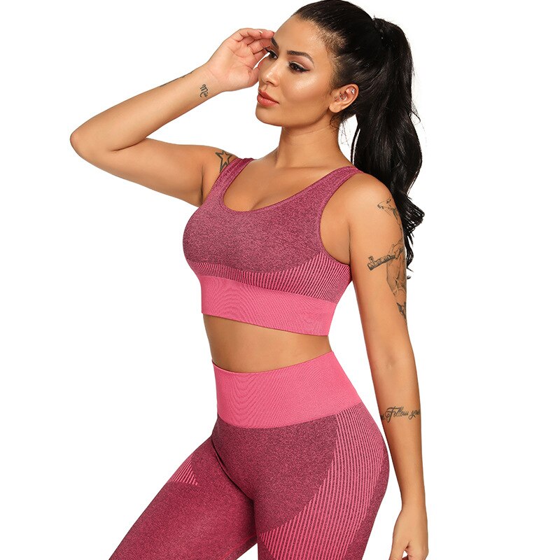 Patchwork Seamless Yoga Tank Build In Bra Sportswear Push Up Padded Fitness Bra Gym Running Yoga Sports Crop Tops | Vimost Shop.