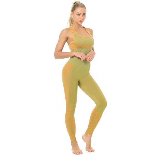 Seamless Yoga Sets Leopard High Waist Leggings And Tank Crop Top Casual Sportswear Fitness High Elastics Sports Suit Outfits | Vimost Shop.