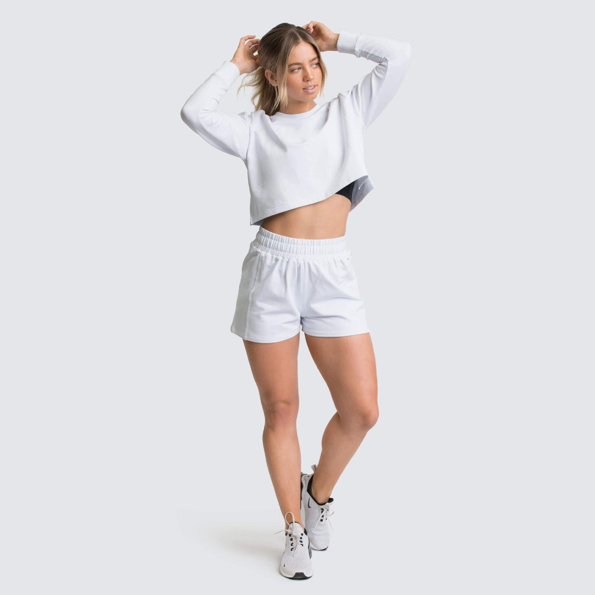 Women Casual Jogger Two Pieces Set Long Sleeve Loose Crop Top Shorts Fashion Sweater Tracksuit Yoga Suit Fitness Sporty Suit | Vimost Shop.