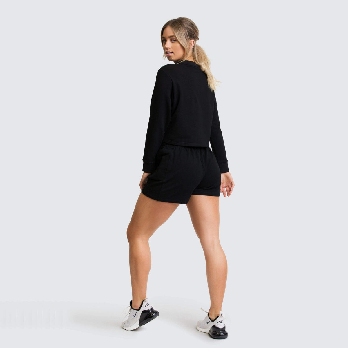 Women Casual Jogger Two Pieces Set Long Sleeve Loose Crop Top Shorts Fashion Sweater Tracksuit Yoga Suit Fitness Sporty Suit | Vimost Shop.