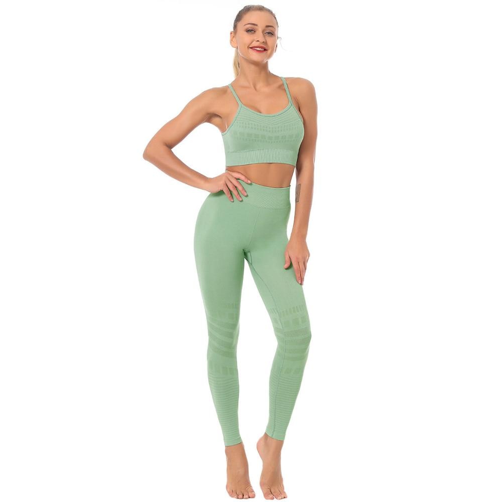 Seamless Solid Yoga Sets Women Gym Clothes Bra Top And Leggings Sexy Fitness Sports Running Push Up Tracksuit Two Piece Sets | Vimost Shop.