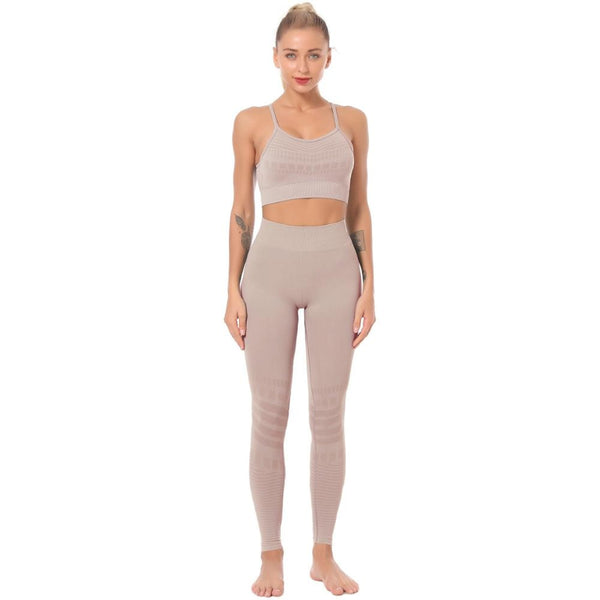 Seamless Solid Yoga Sets Women Gym Clothes Bra Top And Leggings Sexy Fitness Sports Running Push Up Tracksuit Two Piece Sets | Vimost Shop.