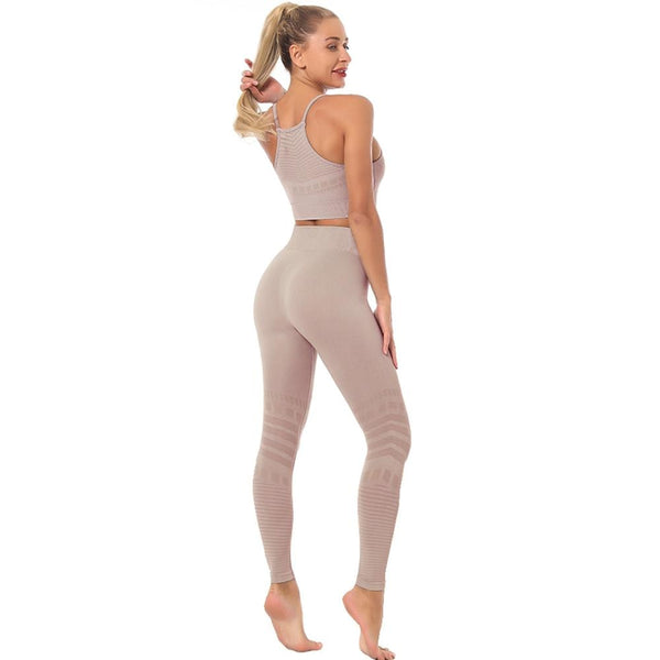 Seamless Solid Yoga Sets Women Gym Clothes Bra Top And Leggings Sexy Fitness Sports Running Push Up Tracksuit Two Piece Sets | Vimost Shop.