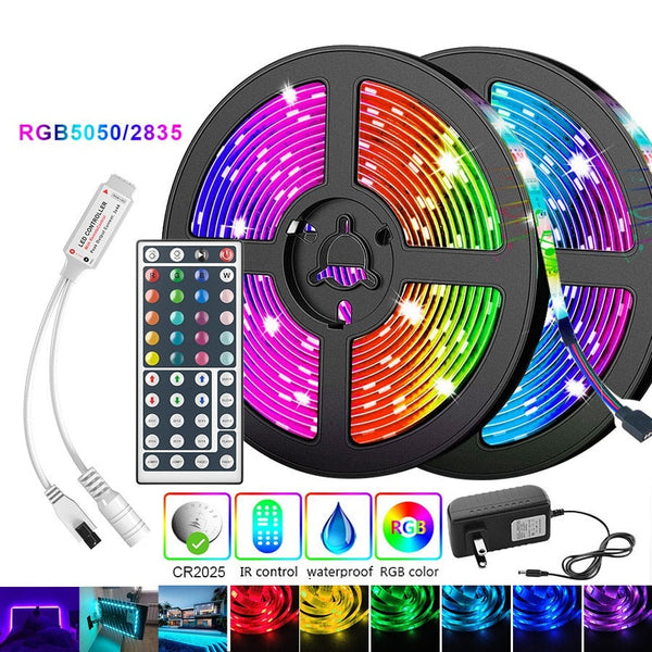 5m 10m 15m 20m LED Strip 5050 2835 IP20 RGB Strip LED Light Flexible Ribbon Stripe DC 12V RGB Diode Tape IR Controller Adapter | Vimost Shop.