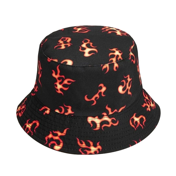 Fire Pattern Bucket Hat Girls Foldable print Cap Hip Hop Gorros Men Summer Caps Women Panama Fishing Bucket Hat | Vimost Shop.