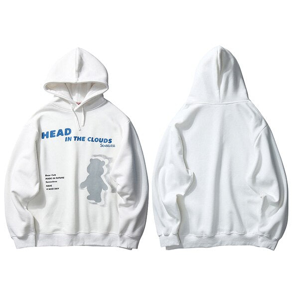 Hip Hop Hoodie Sweatshirt Cloud Bear Print Harajuku Men Streetwear Hoodie Pullover Cotton Hooded Sweatshirt Fleece Winter | Vimost Shop.