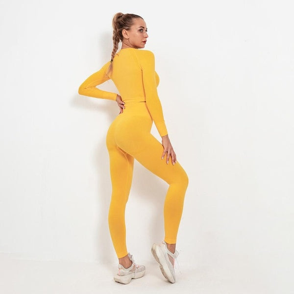Autumn Yoga set Women Gym Clothes Seamless Fitness Sportswear Tracksuit Long Sleeve Shirts Leggings Workout Clothing Outfits | Vimost Shop.