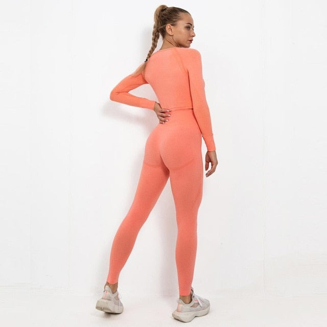 Autumn Yoga set Women Gym Clothes Seamless Fitness Sportswear Tracksuit Long Sleeve Shirts Leggings Workout Clothing Outfits | Vimost Shop.