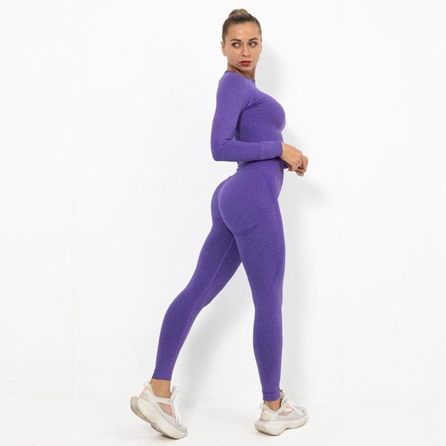 Autumn Yoga set Women Gym Clothes Seamless Fitness Sportswear Tracksuit Long Sleeve Shirts Leggings Workout Clothing Outfits | Vimost Shop.