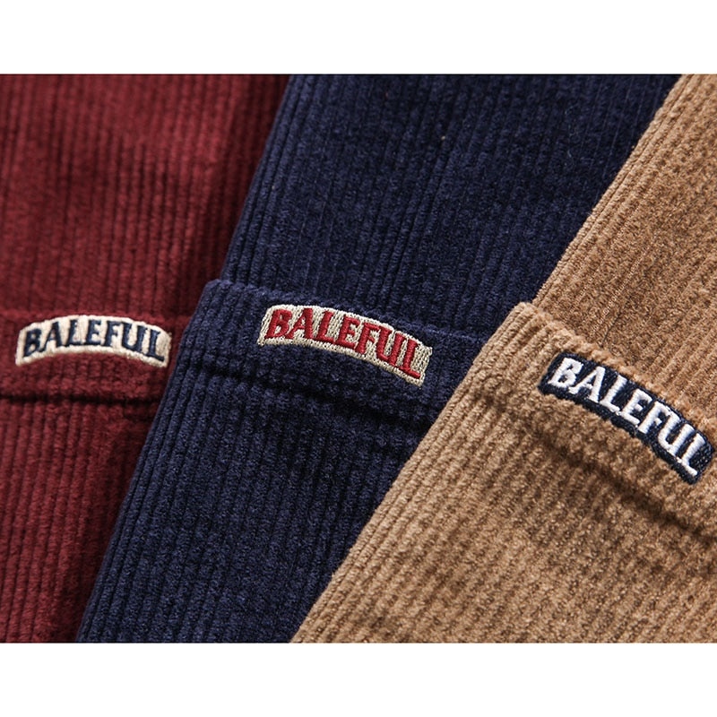 Mens Hip Hop Streetwear Jacket Vintage Retro Corduroy Jacket Coat Autumn Button Loose Bomber Jacket Pockets Cotton Red Blue | Vimost Shop.