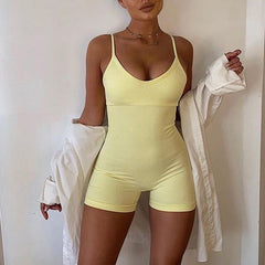 Seamless Solid Sexy Yoga Jumpsuit Streetwear Sleeveless Slim Playsuit Fashion Fitness Workout Running Gym Jogging New One Piece | Vimost Shop.