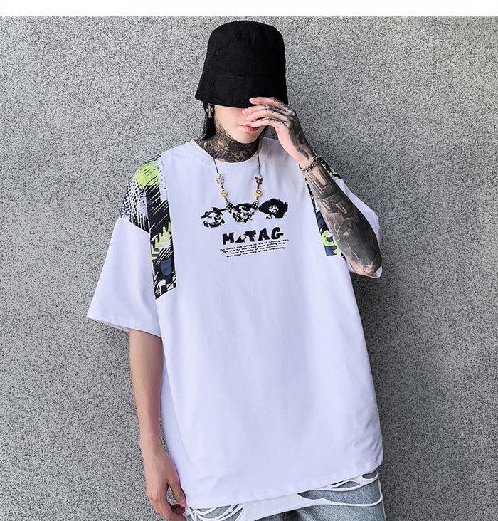 Hip Hop T Shirt Men Harajuku Streetwear Ferocious Bear Print Patchwork Tops Casual Cotton Short Sleeve Tees | Vimost Shop.