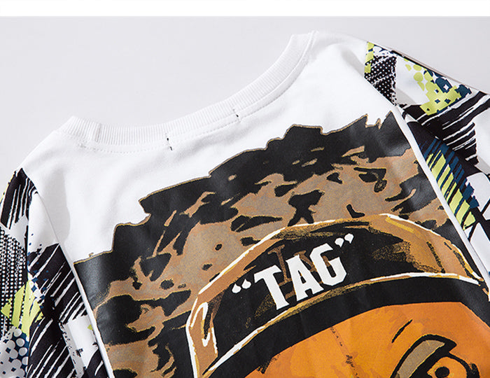 Hip Hop T Shirt Men Harajuku Streetwear Ferocious Bear Print Patchwork Tops Casual Cotton Short Sleeve Tees | Vimost Shop.