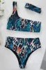 Print One Shoulder High Waist two Pieces Bikini set With Headband Women Swimwear Bathing Suit Swimsuit Female Sexy Holiday Beach | Vimost Shop.