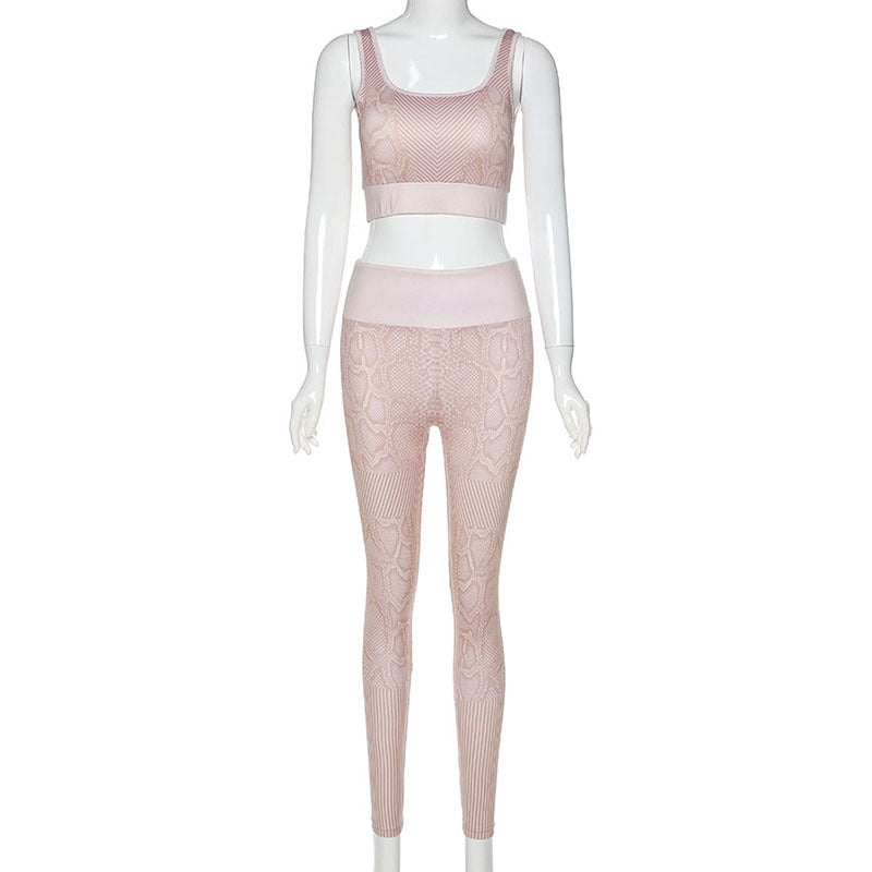 Seamless Snakeskin Yoga Set Sportswear Tracksuit Fashion Bra Top Leggings Pants Sports Fitness Suit Running Energy Workout Suit | Vimost Shop.