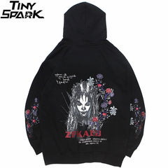 Mens Hip Hop Streetwear Hoodie Embroidery Flower Freaky Printed Sweatshirt Cotton Loose Floral Tops Fashion Hooded Pullover | Vimost Shop.