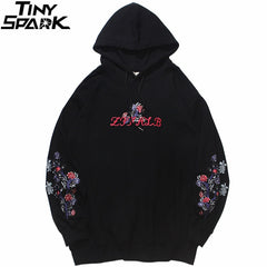 Mens Hip Hop Streetwear Hoodie Embroidery Flower Freaky Printed Sweatshirt Cotton Loose Floral Tops Fashion Hooded Pullover | Vimost Shop.