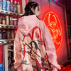 Mens Hip Hop Streetwear Hoodie Sweatshirt Chinese Kanji Girl Warrior Autumn Winter Cotton Fleece Pullover Harajuku Black | Vimost Shop.