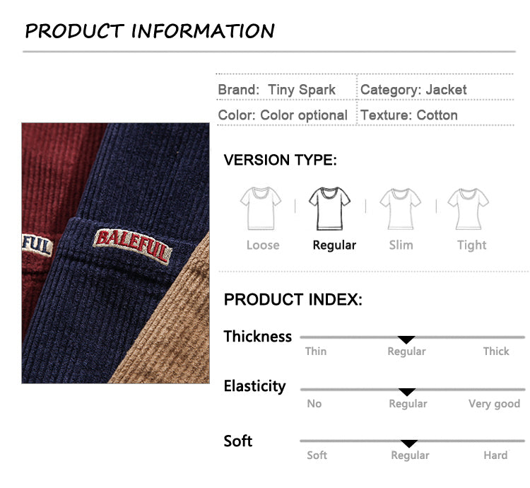 Mens Hip Hop Streetwear Jacket Vintage Retro Corduroy Jacket Coat Autumn Button Loose Bomber Jacket Pockets Cotton Red Blue | Vimost Shop.