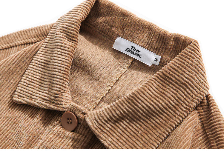 Mens Hip Hop Streetwear Jacket Vintage Retro Corduroy Jacket Coat Autumn Button Loose Bomber Jacket Pockets Cotton Red Blue | Vimost Shop.