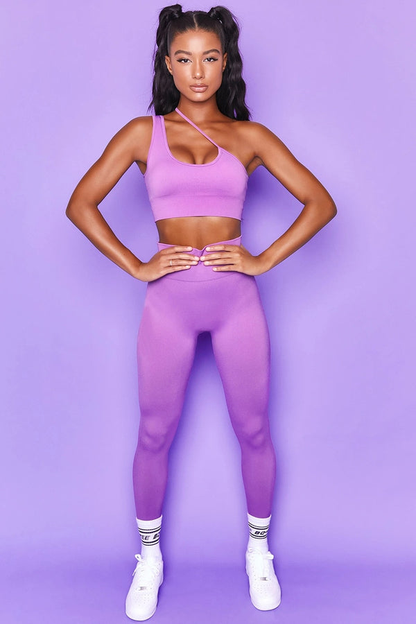 Seamless Sports Yoga Set Fitness Tracksuit Shoulder Crop Top And Leggings Pants Gym Running Dance Training Workout Suit | Vimost Shop.