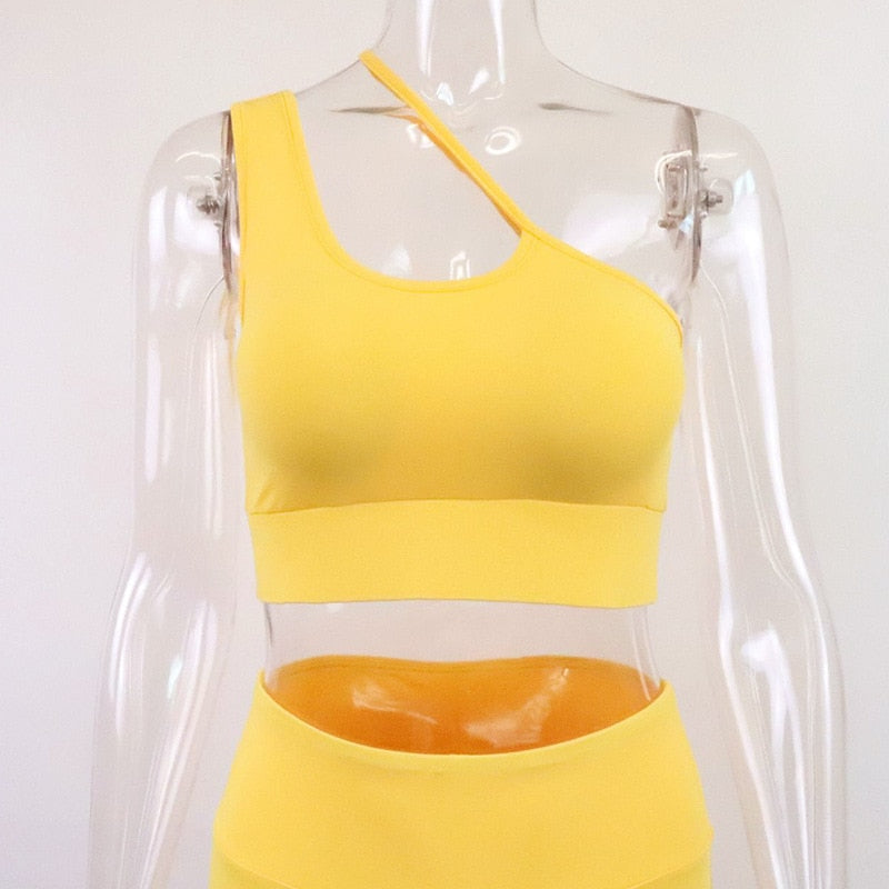 Seamless Sports Yoga Set Fitness Tracksuit Shoulder Crop Top And Leggings Pants Gym Running Dance Training Workout Suit | Vimost Shop.