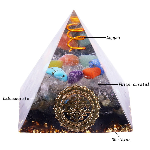 Reiki Orgone Pyramid Energy Generator Seven Chakra Meditation Yoga Development Labradorite Emf Shield Pyramid | Vimost Shop.