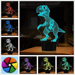3D Dinosaur Kids LED Lamp Touch Control 7 Colors Night Light Halloween Decor Clear Texture Strong Durable Bright Color