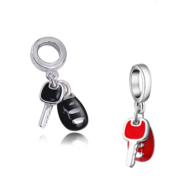 New diy design car keys with color enamel charms 925 Silver beads Fit Authentic Pandora Charm bracelet fashion jewelry making | Vimost Shop.