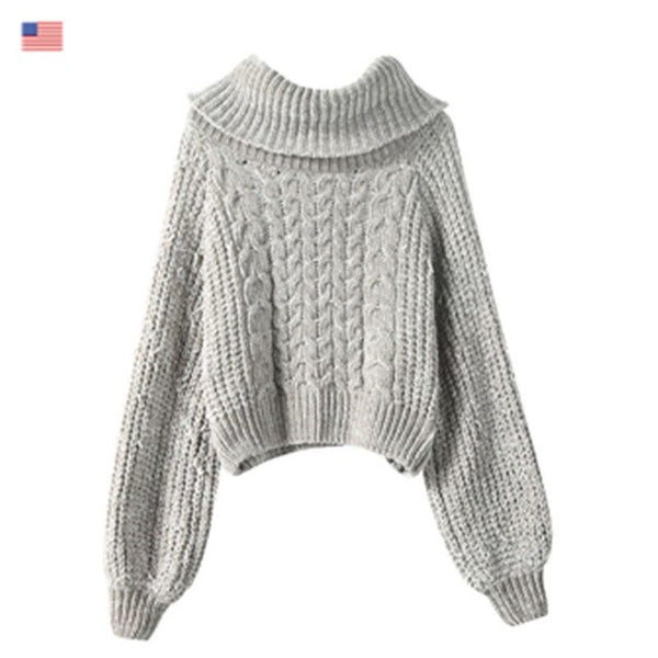 Gray Solid Knitted Casual Sweater Women Autumn Rose Red Pure Korean Ladies Off-Shoulder Top | Vimost Shop.