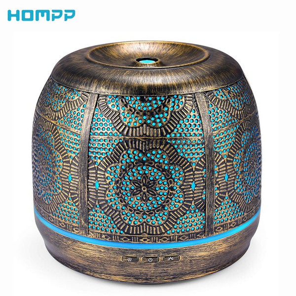 Aroma Diffuser 500ml bronze Metal Aromatherapy Diffuser for Essential Oil 7 Color Fragrance Lamp Humidifier for Baby Office Home | Vimost Shop.