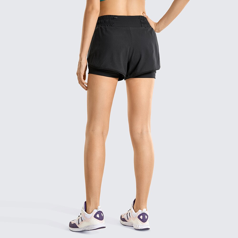 Workout Running Shorts Women with Liner 2 in 1 Athletic Sports Shorts with Zip Pocket- 3 inches
