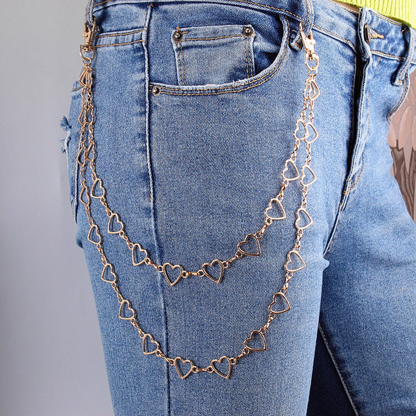 Simple Love Heart Shaped Waist Chains Men Women Street Fashion Pants Chain Clothing Accessories Jewelry ремни hot sale | Vimost Shop.