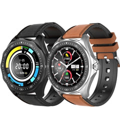 Smart Watch Full-touch Screen Heart Rate Blood Pressure Monitor Bluetooth Leather Smartwatch for Men Women