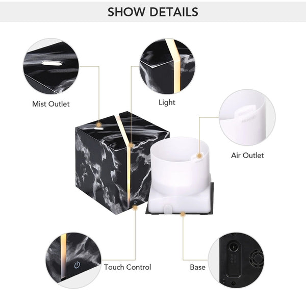 Marble Grain Ultrasonic Air Humidifier Essential Oil Aromatherapy Diffuser 200ml for Office Home Bedroom Living Room Study Yoga | Vimost Shop.
