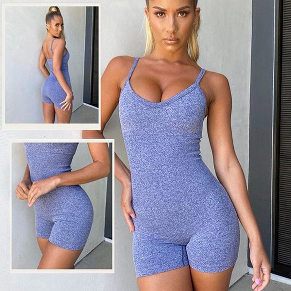 Seamless Solid Yoga Jumpsuit For Women Strap Top Shorts Tracksuit Fitness Clothes Running Workout Sports Energy One Piece | Vimost Shop.