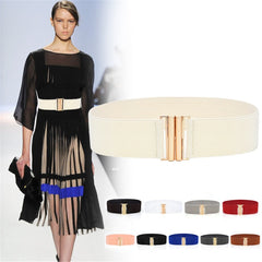 Fashion Female Brief Artificial Leather Wide Belt Women Elastic Cummerbund Strap Dress Accessories Alloy Stretch Buckle Girdle | Vimost Shop.