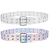 Transparent Two Row PVC Belt Women Fashion Laser Invisible Square Pin Buckle Multihole Dazzling Belts For Ladies Waistband | Vimost Shop.