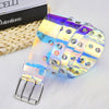 Transparent Two Row PVC Belt Women Fashion Laser Invisible Square Pin Buckle Multihole Dazzling Belts For Ladies Waistband | Vimost Shop.