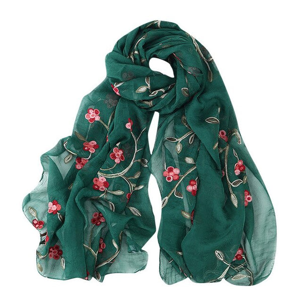 Women Scarves Ladies Embroidery Chiffon Scarves Scarf Hijab Wrap Shawls Beachwear Female Wraps Scarves Bufandas | Vimost Shop.