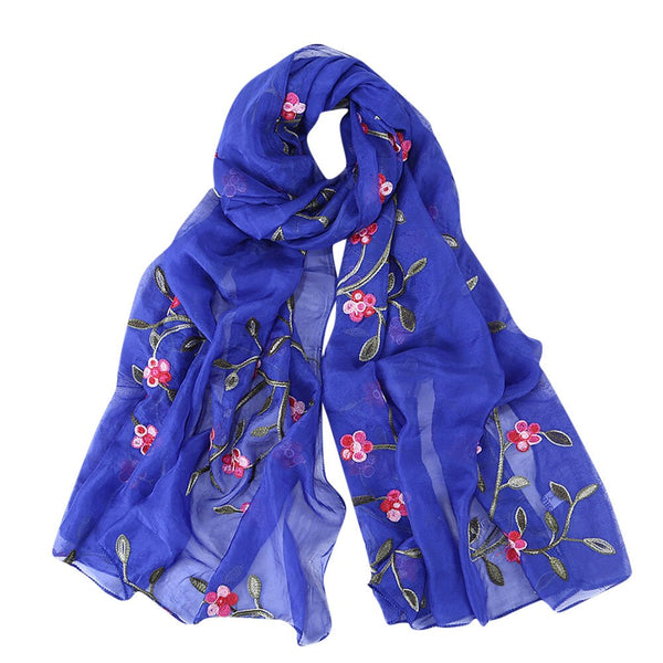 Women Scarves Ladies Embroidery Chiffon Scarves Scarf Hijab Wrap Shawls Beachwear Female Wraps Scarves Bufandas | Vimost Shop.