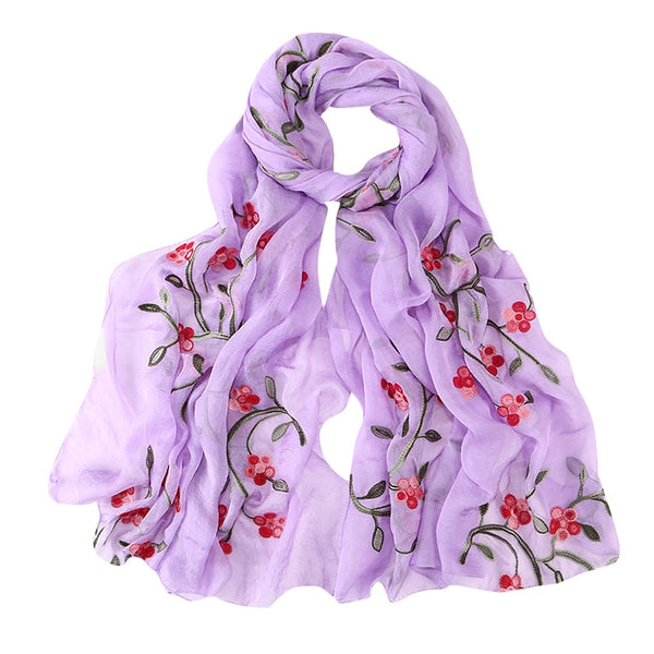 Women Scarves Ladies Embroidery Chiffon Scarves Scarf Hijab Wrap Shawls Beachwear Female Wraps Scarves Bufandas | Vimost Shop.
