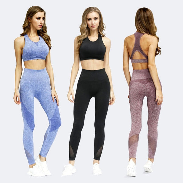 Seamless Sports Yoga Set Gym Fitness Running Tracksuit Fashion Bra Top And Leggings Set Jogging Push Up Workout Clothing Outfits | Vimost Shop.