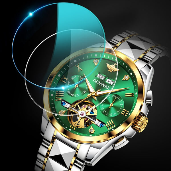 Luxury Men Watches Automatic Sapphire Green Watch Men Tungsten steel Waterproof Business Sport Mechanical Wristwatch | Vimost Shop.